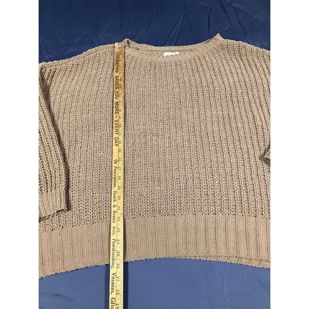 American Eagle Sweater Womens Sz Large Chunky Knit Oversized Pullover Brown Boho - Picture 3 of 9
